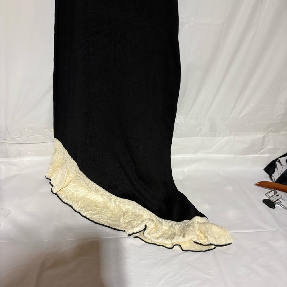 Cupshe Black Maxi Swim Coverup with Cream Ruffle Accents - Picture 2 of 11